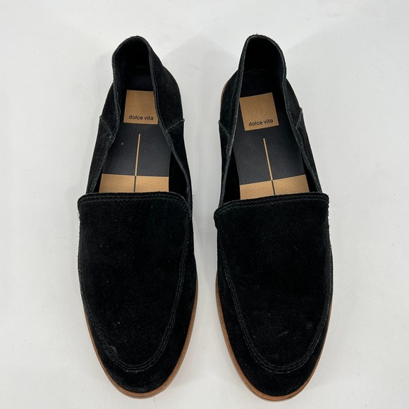 Dolce Vita Perrie Black Suede Loafers Women's 9.5 Slip On Pointed Toe Casual - Picture 2 of 8